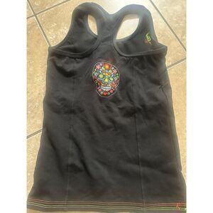 Margarita 1 Embroidered Skull Basic Tank Top Stretch